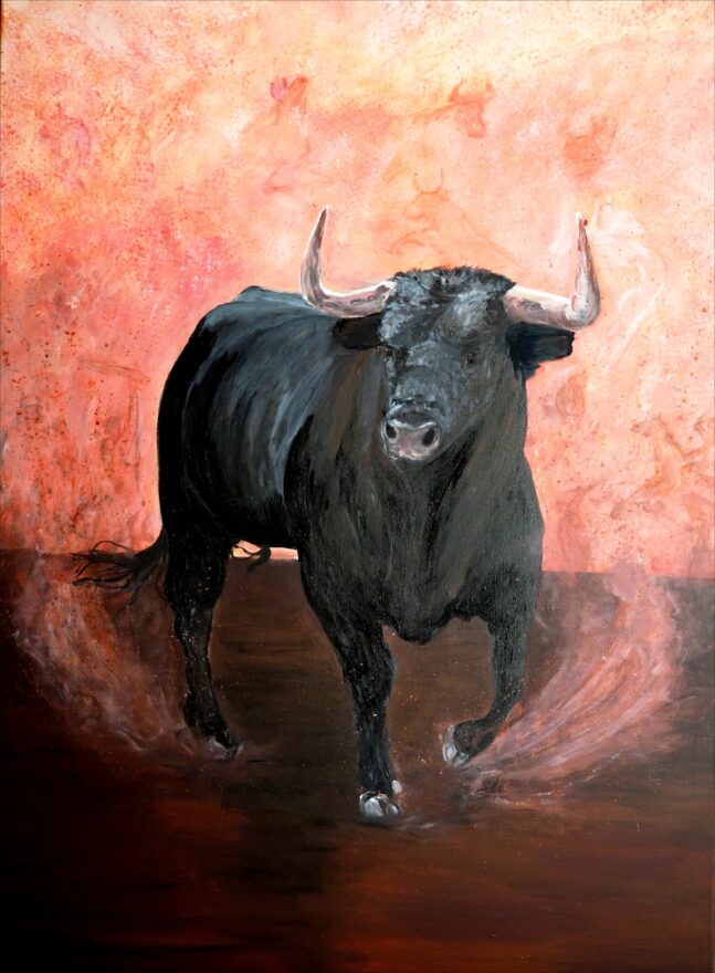Toro negro | 2020 | Acryl, Tusche auf Leinwand | 90x120cm