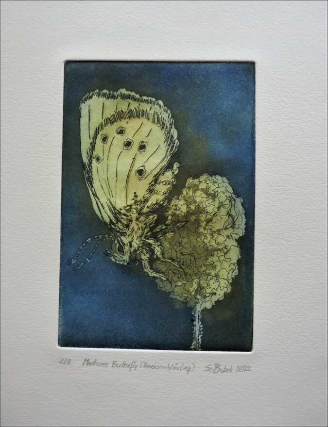 Madame Butterfly | 2022 | Aquatintaradierung | 10 cm x 15 cm