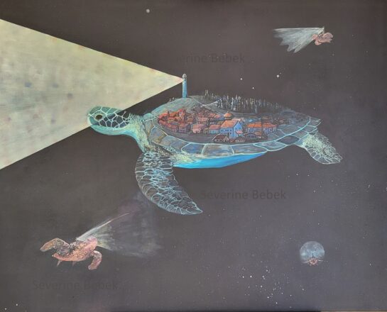 Passengers | 2025 | Acryl, Tusche auf Leinwand | 120 x 90 cm